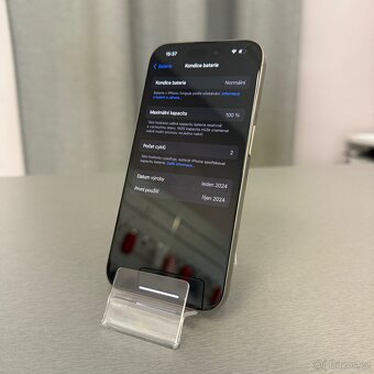 iPhone 15 Pro 128GB natural titan, 100% baterie, rok záruka - 6