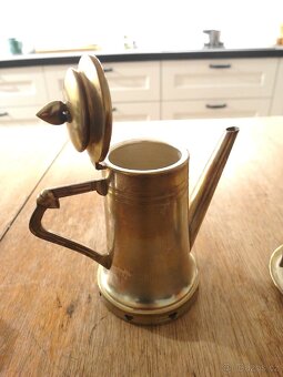 Starožitná kávová souprava - kov - sklo - 6