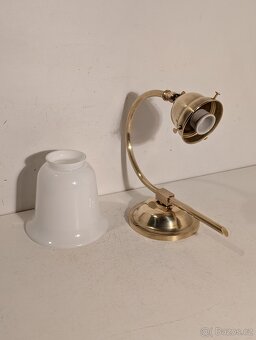 2x mosazná lampa, lampička, stínidlo zvoneček, pár - 6