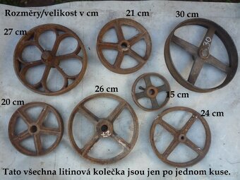 prodám různá litinová kolečka. Různé provedení, velikosti... - 6