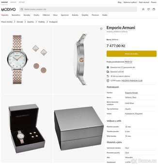 Hodinky EMPORIO ARMANI KAPPA dárkový set s náušnicemi - nové - 6