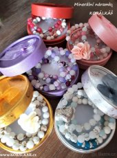 Náhrdelník s plackou z perleti organzový stužkový i náušnice - 6