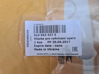 NOVÁ Dečka výhřevu opěrky Škoda Yeti - ORIGINÁL - 6