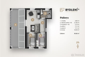 Prodej bytu 3+kk 46m² s terasou 43m² - 6