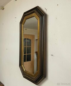 Starožitné zrcadlo v dřevěném rámu - 6
