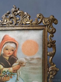 Nádherný obrázek na hedvábí v mosazném ramu (Itálie) - 6