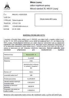Pronájem městského bytu 2+kk (50,61 m²) – Louny, Husova 1071 - 6