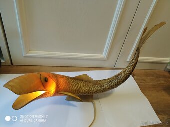 Stará starožitná stolní noční lampička lampa ryba rohovina - 6