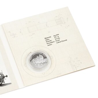 STŘÍBRNÁ MINCE NA KOLECH - PARNÍ LOKOMOTIVA 365.0 PROOF - 6