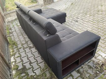 Sedačka, gauč černý rozkládací s úložným prostorem - 6