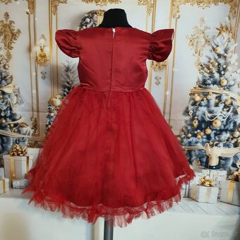 Dívčí společenské šaty v červené/vínové barvě - 6