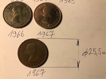 Anglické historické mince "HALF PENNY" - 6