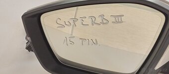 Škoda Superb 3 levé zrcátko bílá barva 15 pinů,  3V1857507C - 6