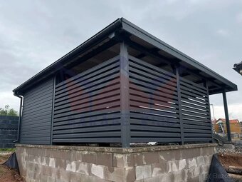 Carport s úložným boxem, garážová stání 6,5×7 m - 6