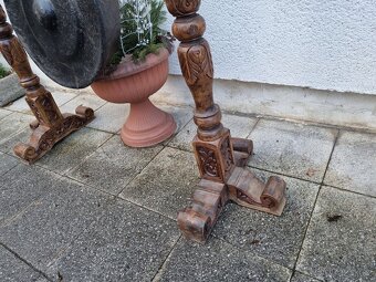 Starožitný - dřevěný - vyřezáváný - Stojan a gong - 6