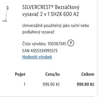 Silvercrest tycovy vysavac, 220V, zaruka Lidl do 6-2026 - 6