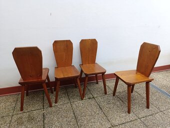 4 židle, masív, selský/rustikální nábytek - 6