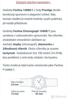 LUXUSNÍ PÁNSKÉ HODINKY FESTINA CHRONOGRAPH 16888/1 - 6