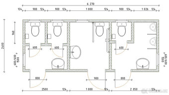 Sanitární modul 6,3x2,4 m M/Z/invalidy - 6