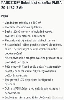 Robotická sekačka Parkside 500 m2 - 6