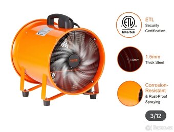 Prodám průmyslový ventilátor VEVOR 25,4 cm (10”) s hadicí 5m - 6