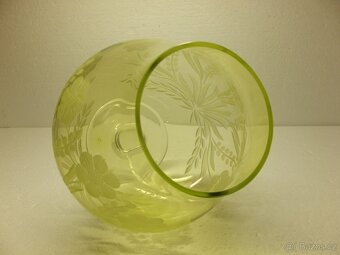 Obří krásná broušená žlutozelená číše obs. 2,7 l. - 6