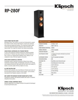 Sloupové reproduktory Klipsch RP-280f (Reference Premiere) - 6