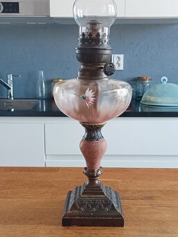 ART DECO STAROŽITNÁ MALOVANÁ PETROLEJKA ERICH & GRAETZ - 6