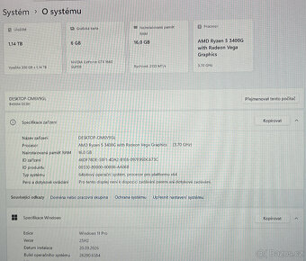 Herní PC Gigabyte R5 3400/ GTX 1660Super/16GB DDR - 6