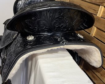 Westernový sedlový komplet 15) černé Floral - 6
