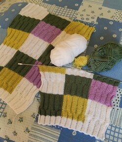 RUČNĚ PLETENÁ, NOVÁ, HEBKÁ, PATCHWORK HALENKA: S-M nenošená - 6