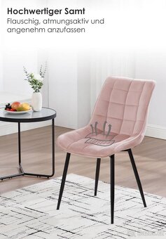 Nové jídelní židle tyrkys, růžová, potah velur. - 6