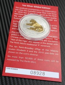 1 OZ stříbrná mince Year of the Tiger 2010 Rok tygra - 6