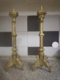 Staré mosazné svícne heskem stavu - 6