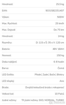 Elektrokoloběžka Kugoo Kirin m4 Pro se sedadlem. Jen 128 km - 6