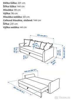 ROZKLÁDACÍ POHOVKA HOLMSUND IKEA ŠEDÁ - 6