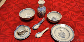 sada na víno, skleněné hrnky malované, porcelán čínský, mísa - 6