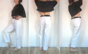 Vintage 90's pohodlné bílé dámské džíny - 6