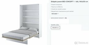 Sklápěcí postel BED CONCEPT 1 - bílá, 140x200 cm - 6