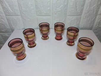 Luxusní karafa+6 skleniček, bohatá malba zlatem, zn. Bohemia - 6