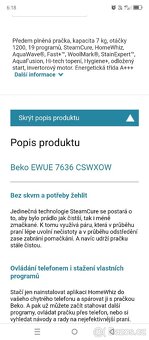 Slim pračka zn. Beko 1-7 kg 1200 ot. - 6