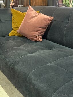 🛋 Luxusní 3místná pohovka – černá/šedá sametová - 6