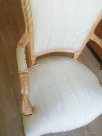 Barokní židle světlé dřevo krémová barva - 6