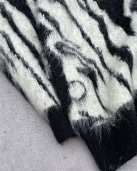 Zara Abstract Jacquard Sweater "Cream Black" (L) - 6
