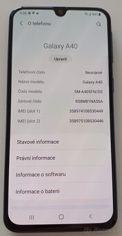Prodám Samsung Galaxy A40, 4GB/64GB, stav A-, modrý - 6