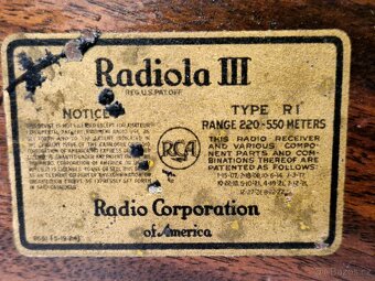 Rádio R.C.A Radiola III. typ RI, 1924, USA, New York - 6