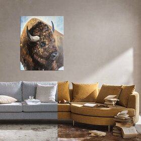 Obraz olejomalba na plátně býk buvol, 80x60 cm - 6