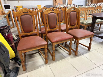 dvakrát set dubový stůl se šesti židlemi - 6