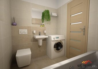 Novostavba byt 2+kk, 55m2 + 40m2 zahrada, garážové stání, Pr - 6