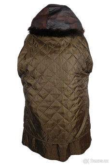 Kožený měkký dámský tónovaný hnědý zateplený kabát L - 6